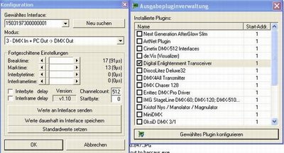 DMX Control IF setup dialog